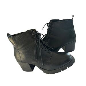 Black Lace-Up Ankle Boots